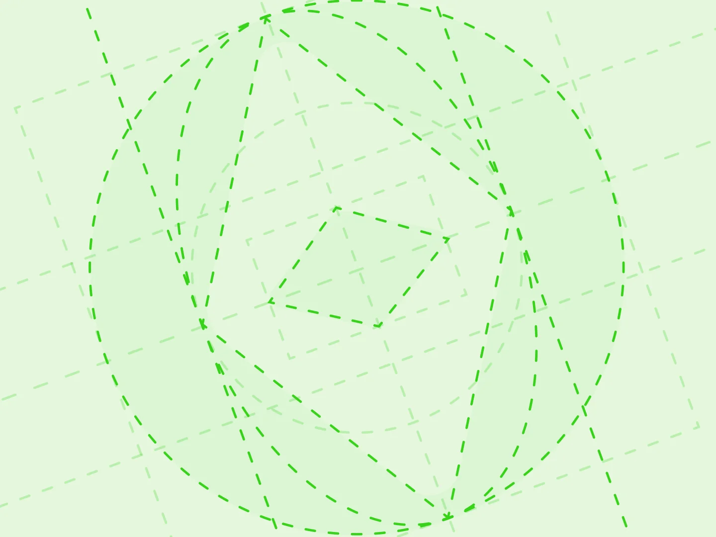 The construction geometry behind the compass that sits in the “o”.